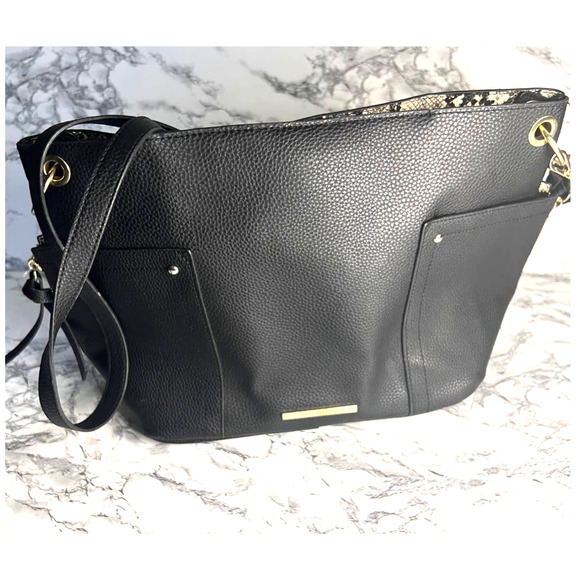 Steve Madden Black Pebbled Leather Shoulder Handbag - Picture 1 of 6